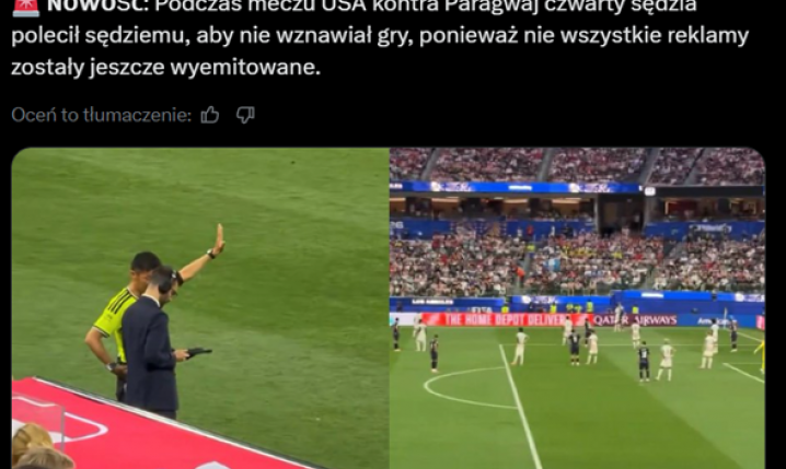 Oto dlaczego czwarty sędzia kazał POCZEKAĆ ze wznowieniem gry podczas meczu USA - Paragwaj xD